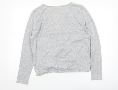 Noisy May Women's Grey Wrap Jersey Blouse Top Size M