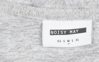 Noisy May Women's Grey Wrap Jersey Blouse Top Size M