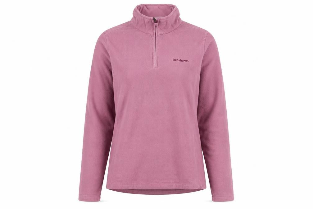Brasher Women's Pink 1/2 Zip Fleece Pullover Sweatshirt UK 14