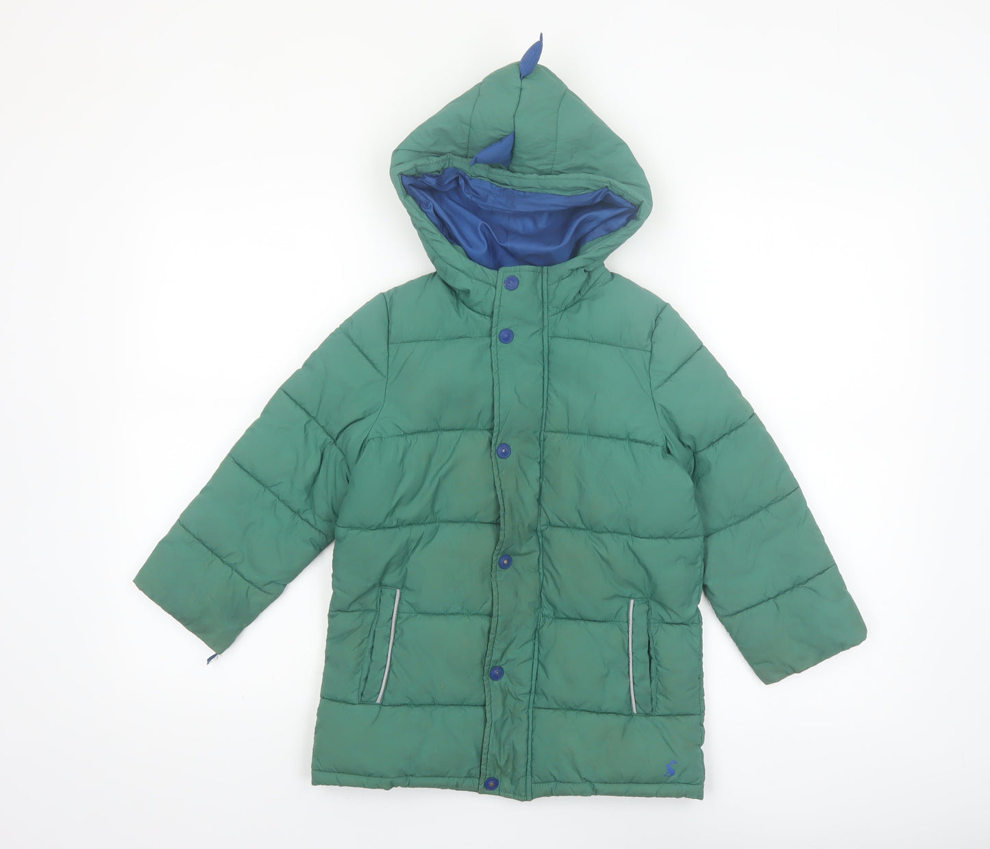Joules Boys Green Dinosaur Hooded Puffer Coat 5 Years Winter Jacket