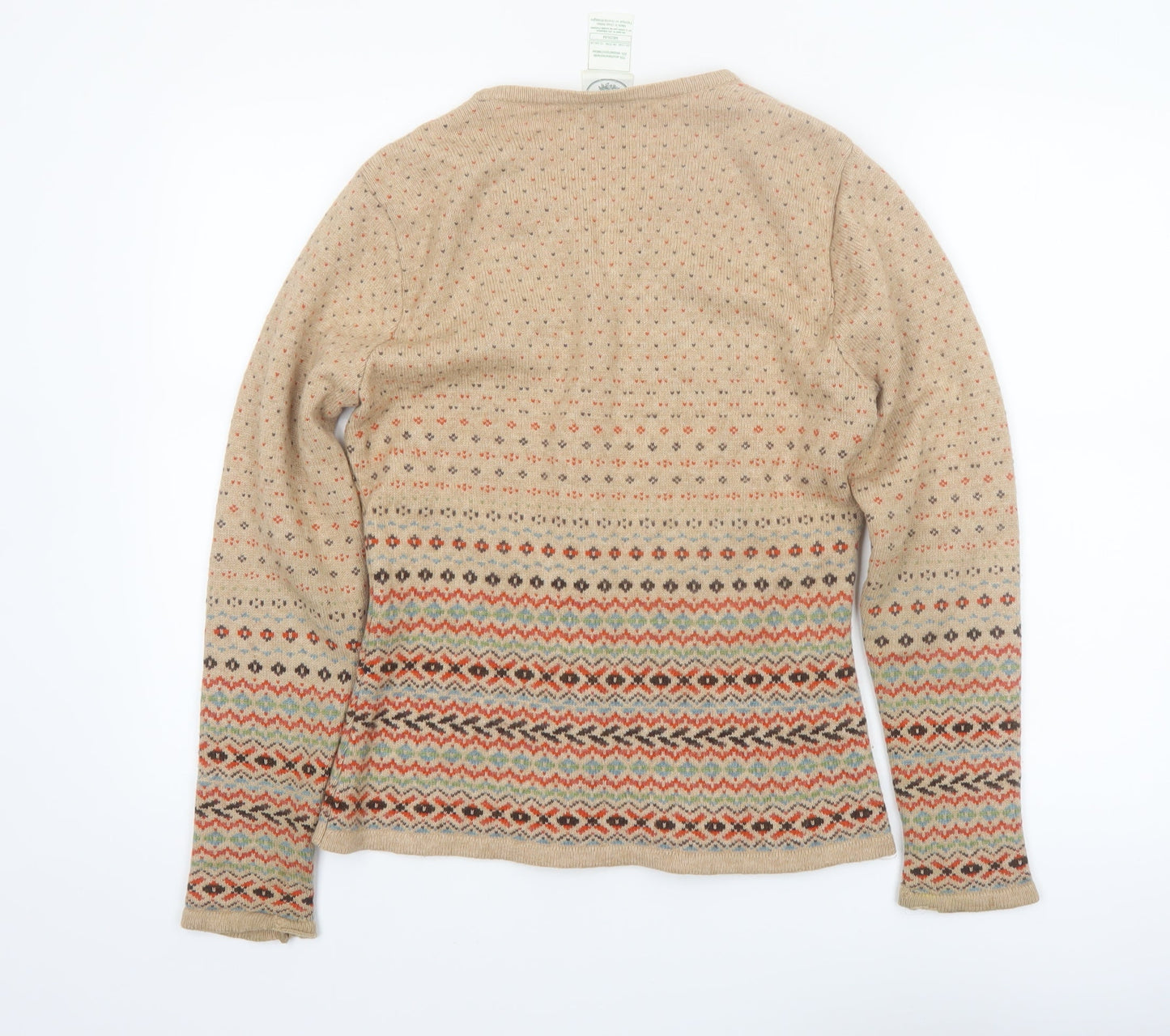 Laura Ashley Women's Beige Fair Isle Wool Blend Cardigan Size M