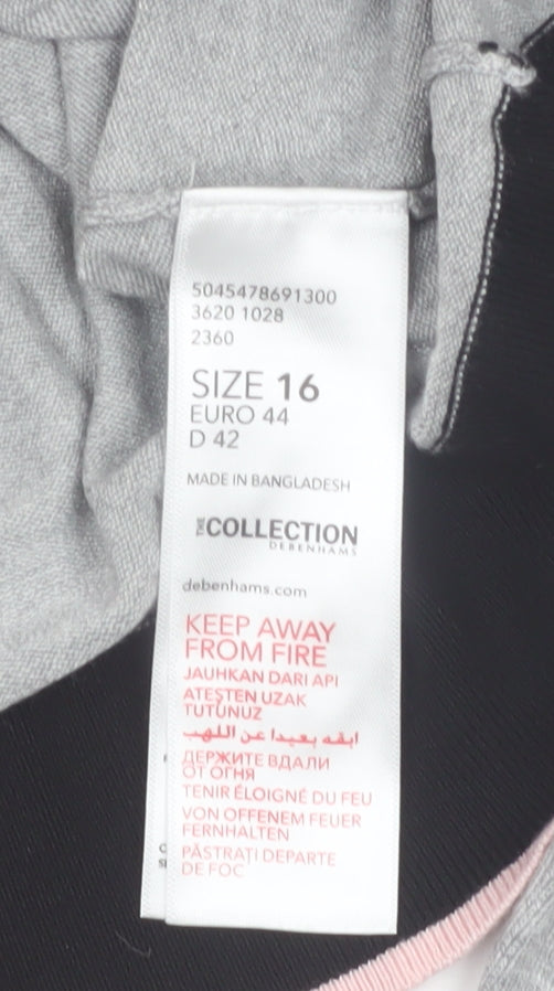 Debenhams Womens Grey Regular Fit Crew Neck Pullover Jumper Size 16