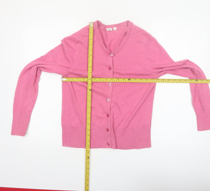 GAP Women Pink Cotton V-Neck Cardigan Jumper M