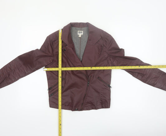ASOS Women’s Brown Biker Jacket Size 10 Cotton Blend Zip Style