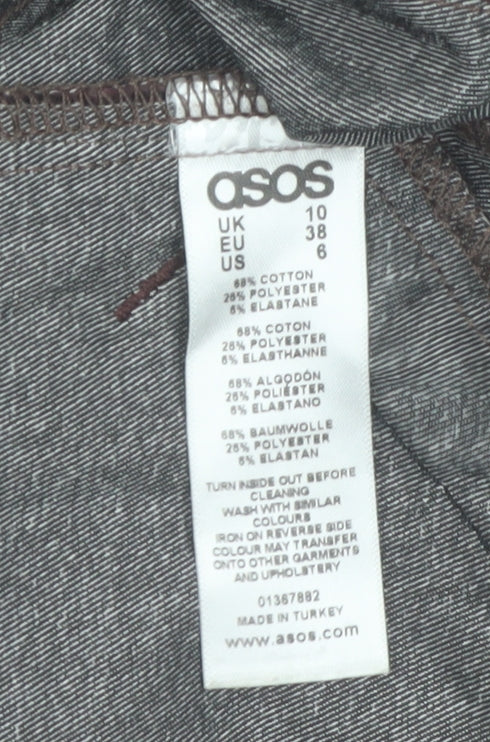 ASOS Women’s Brown Biker Jacket Size 10 Cotton Blend Zip Style