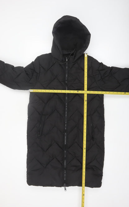 Threadbare Girls Black Hooded Long Quilted Puffer Coat 11-12 Years