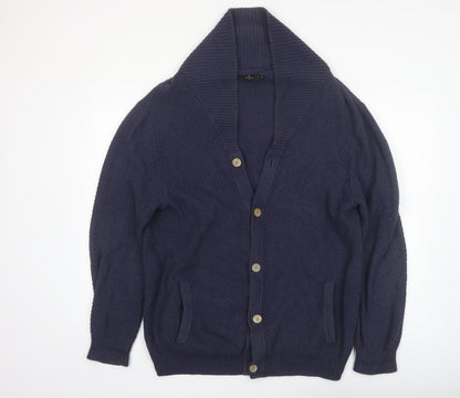 Jeff Banks Men’s Blue Cotton Knit Shawl Collar Cardigan XL Classic Fit