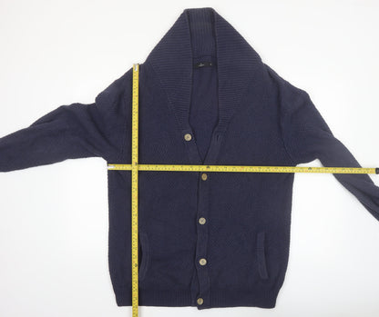 Jeff Banks Men’s Blue Cotton Knit Shawl Collar Cardigan XL Classic Fit