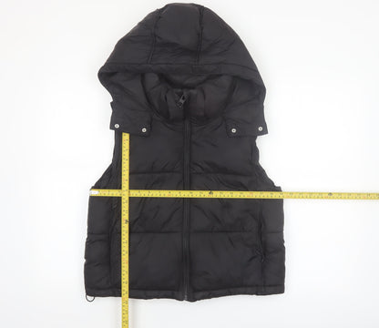 Zara Womens Black Puffer Hooded Waistcoat Size S