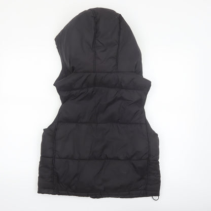 Zara Womens Black Puffer Hooded Waistcoat Size S