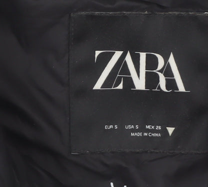 Zara Womens Black Puffer Hooded Waistcoat Size S