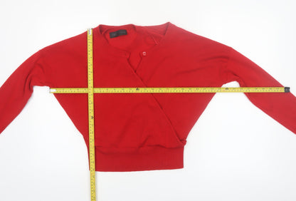 ZARA Women Red V-Neck Wrap Cardigan Jumper Size 14