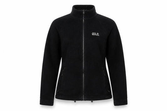 Jack Wolfskin Women's Black Fleece Jacket Size 10 Full Zip Outdoor