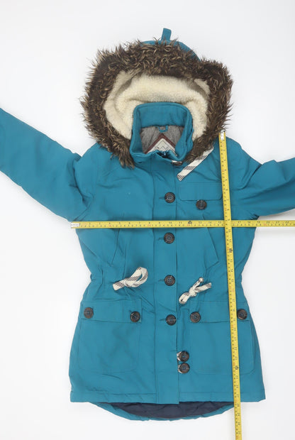 Bellfield Womens Blue Fur Hooded Parka Jacket Size 10