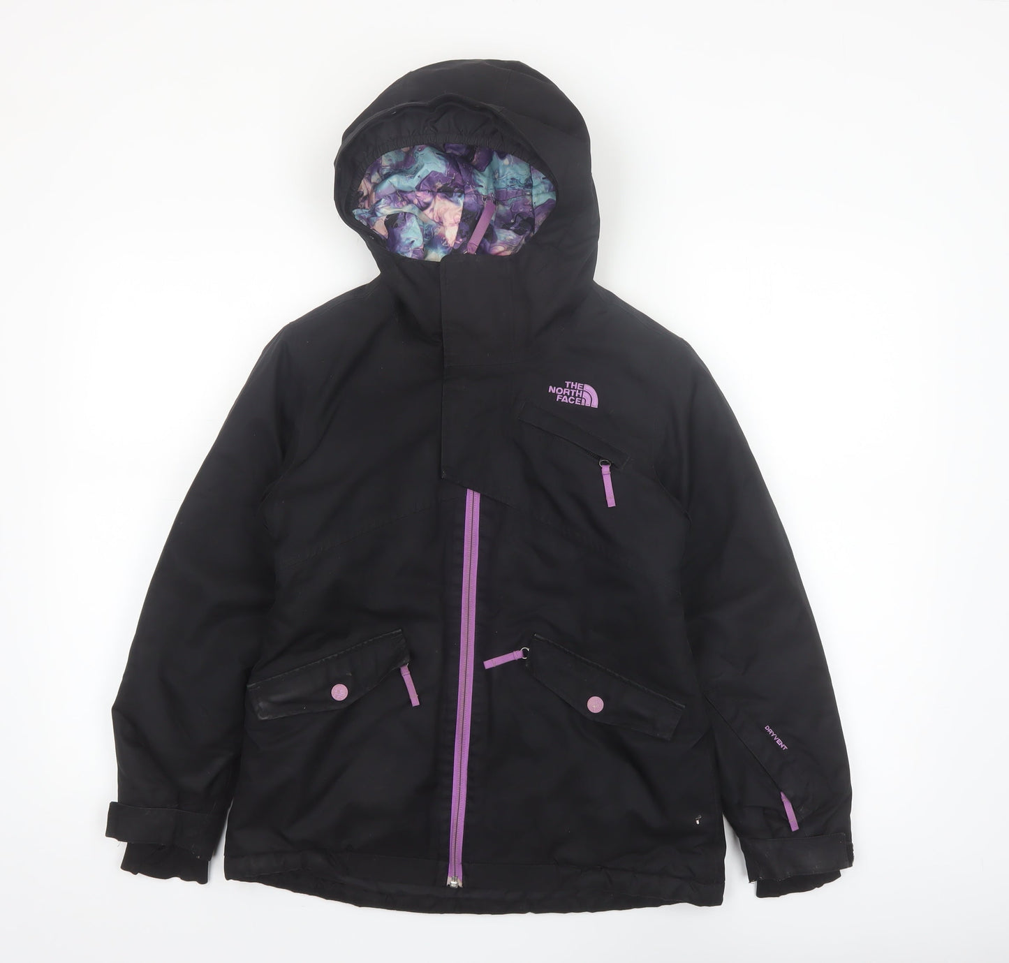 The North Face Girls Black Hooded Waterproof Ski Jacket Size 10-11 Years