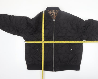 Monki Womens Black Quilted Bomber Jacket Size M Polyester Lined