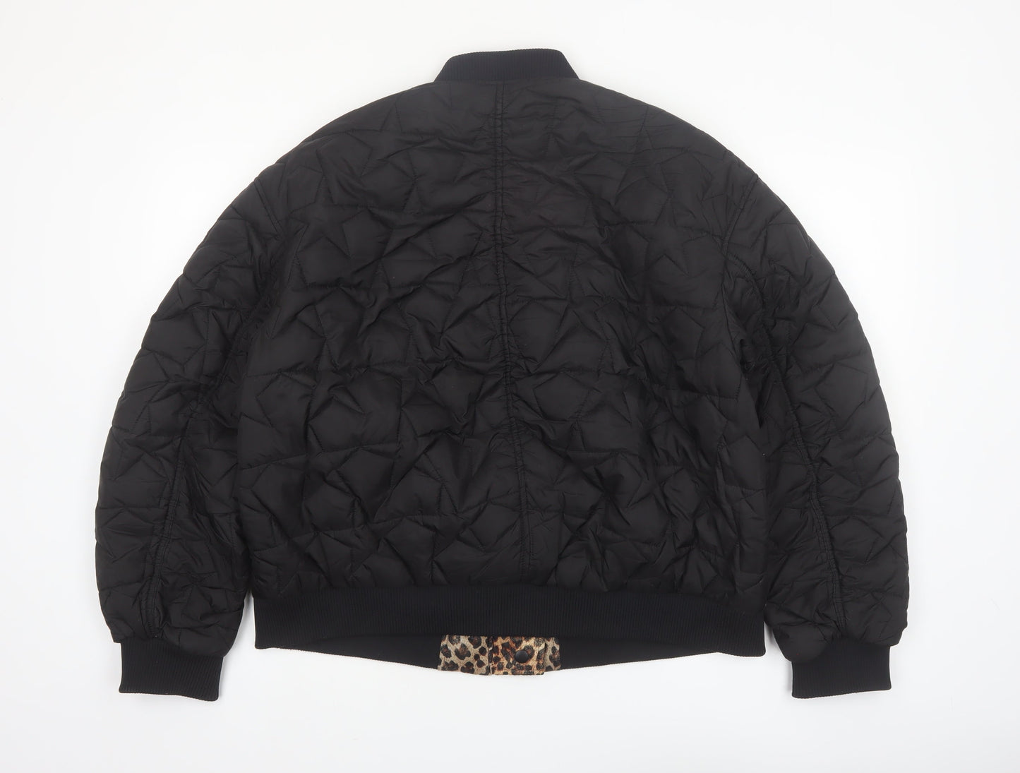 Monki Womens Black Quilted Bomber Jacket Size M Polyester Lined