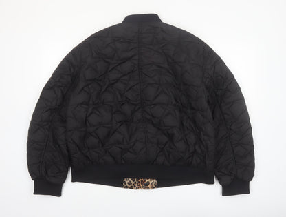 Monki Womens Black Quilted Bomber Jacket Size M Polyester Lined