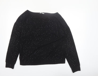 Next Womens Black Rhinestone Pullover Jumper Size 12