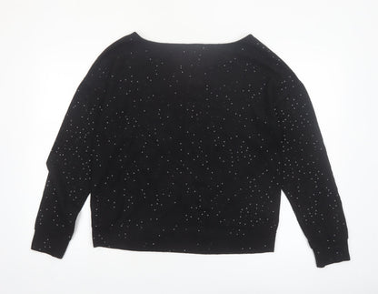 Next Womens Black Rhinestone Pullover Jumper Size 12