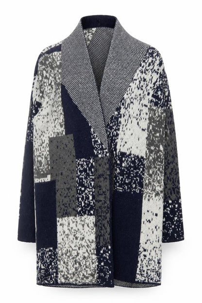George Women’s Blue Grey Geometric Knit Open Cardigan Size 12