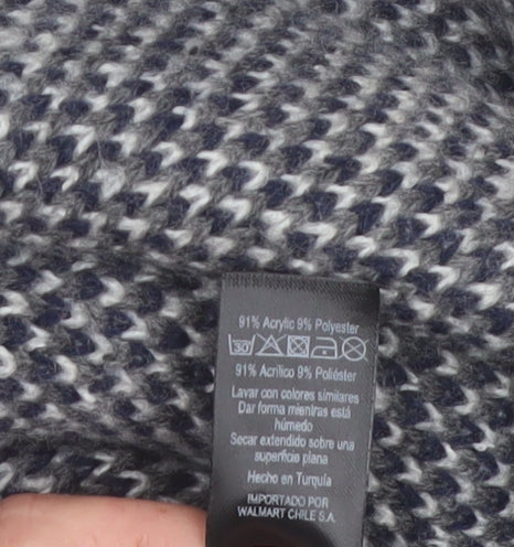 George Women’s Blue Grey Geometric Knit Open Cardigan Size 12