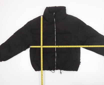 Pull & Bear Women Black Size 8 Puffer Jacket Winter Warm Polyester