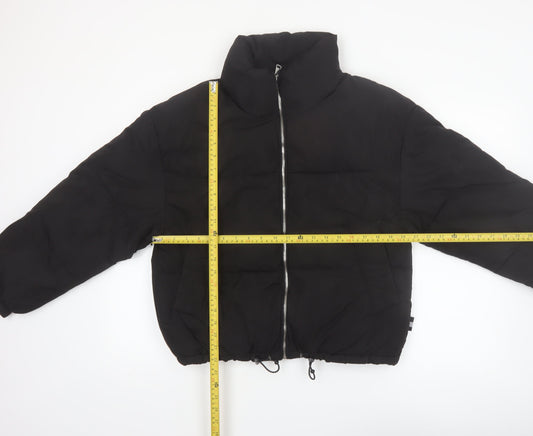 Pull & Bear Women Black Size 8 Puffer Jacket Winter Warm Polyester