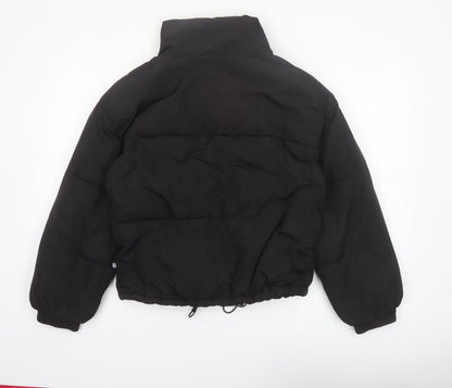 Pull & Bear Women Black Size 8 Puffer Jacket Winter Warm Polyester