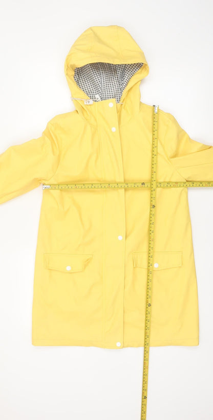 Dorothy Perkins Women Yellow Waterproof Hooded Rain Coat Jacket Size 8