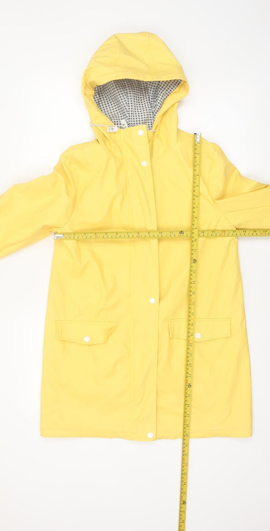 Dorothy Perkins Women Yellow Waterproof Hooded Rain Coat Jacket Size 8