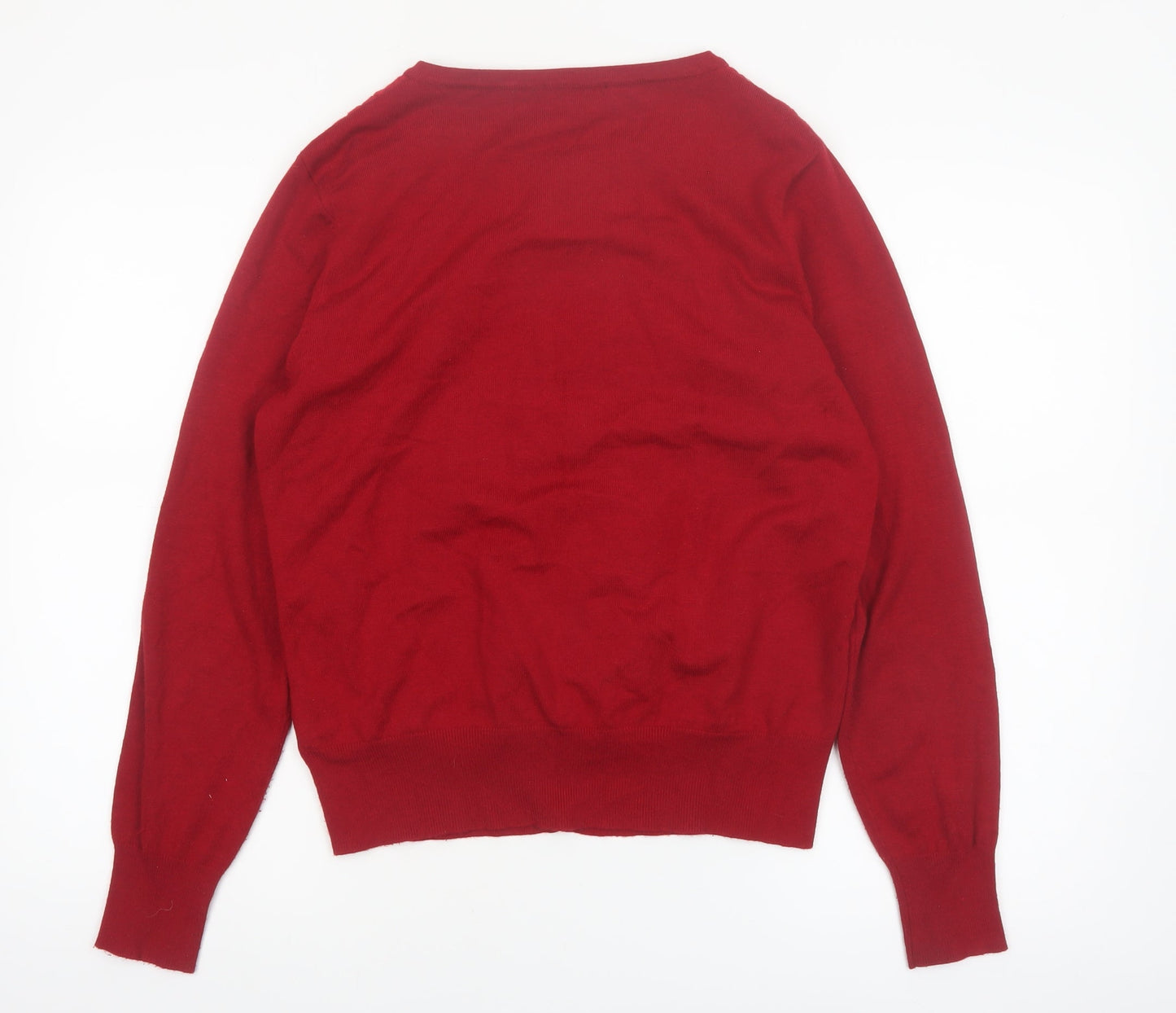 Pomodoro Womens Red Floral Embroidered Cardigan Size L