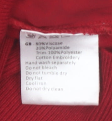 Pomodoro Womens Red Floral Embroidered Cardigan Size L