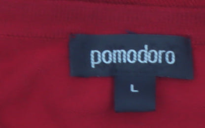 Pomodoro Womens Red Floral Embroidered Cardigan Size L