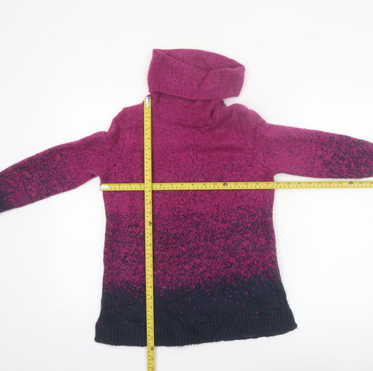 M&Co Women’s Purple Cowl Neck Chunky Knit Jumper Size 14