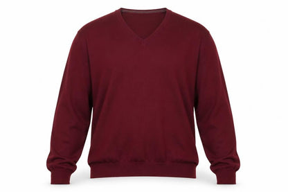 John Lewis Men Red 2XL V-Neck Pure Merino Wool Jumper