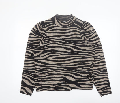 Next Women’s Black Zebra Print High Neck Pullover Jumper Size 14