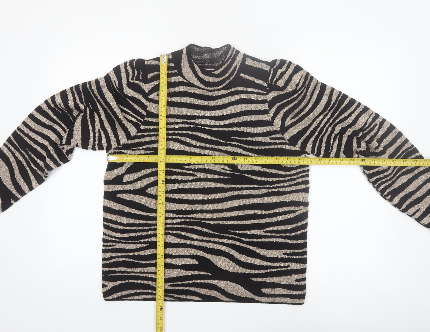 Next Women’s Black Zebra Print High Neck Pullover Jumper Size 14