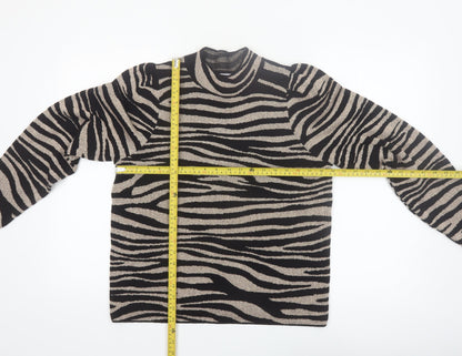 Next Women’s Black Zebra Print High Neck Pullover Jumper Size 14