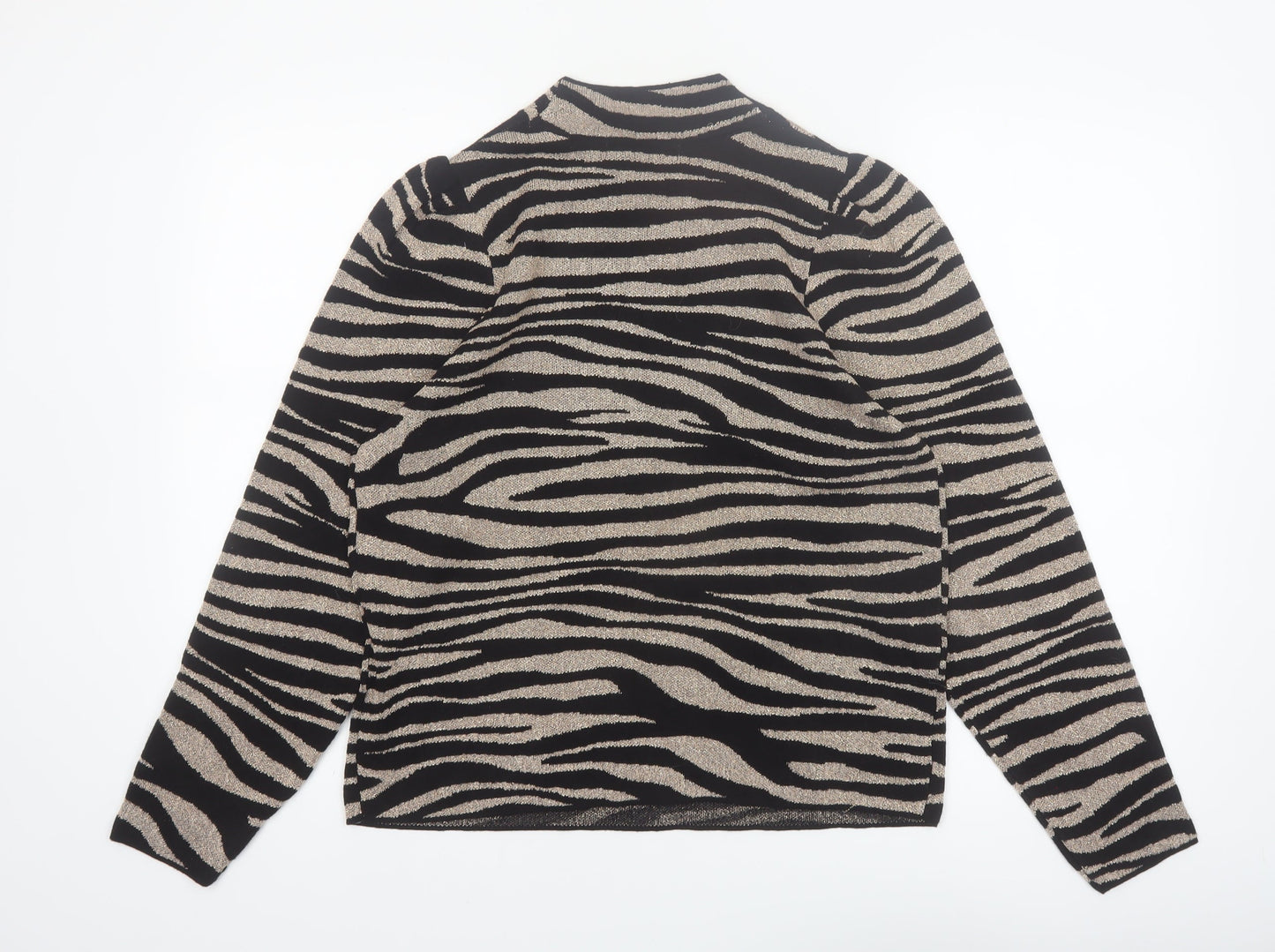 Next Women’s Black Zebra Print High Neck Pullover Jumper Size 14
