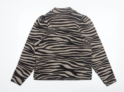 Next Women’s Black Zebra Print High Neck Pullover Jumper Size 14