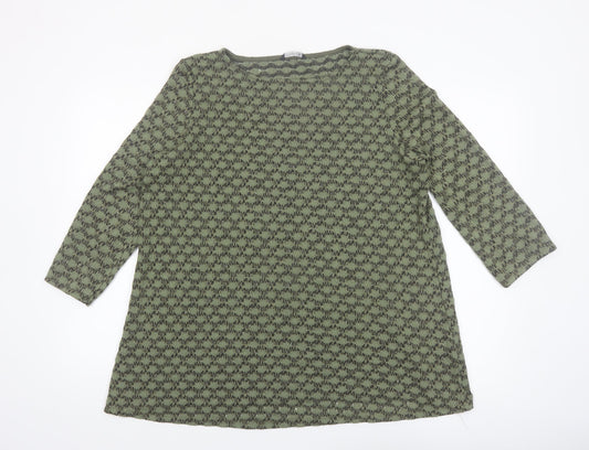 Roman Women’s Green Tunic Blouse Size 16 3/4 Sleeve Glitter Top