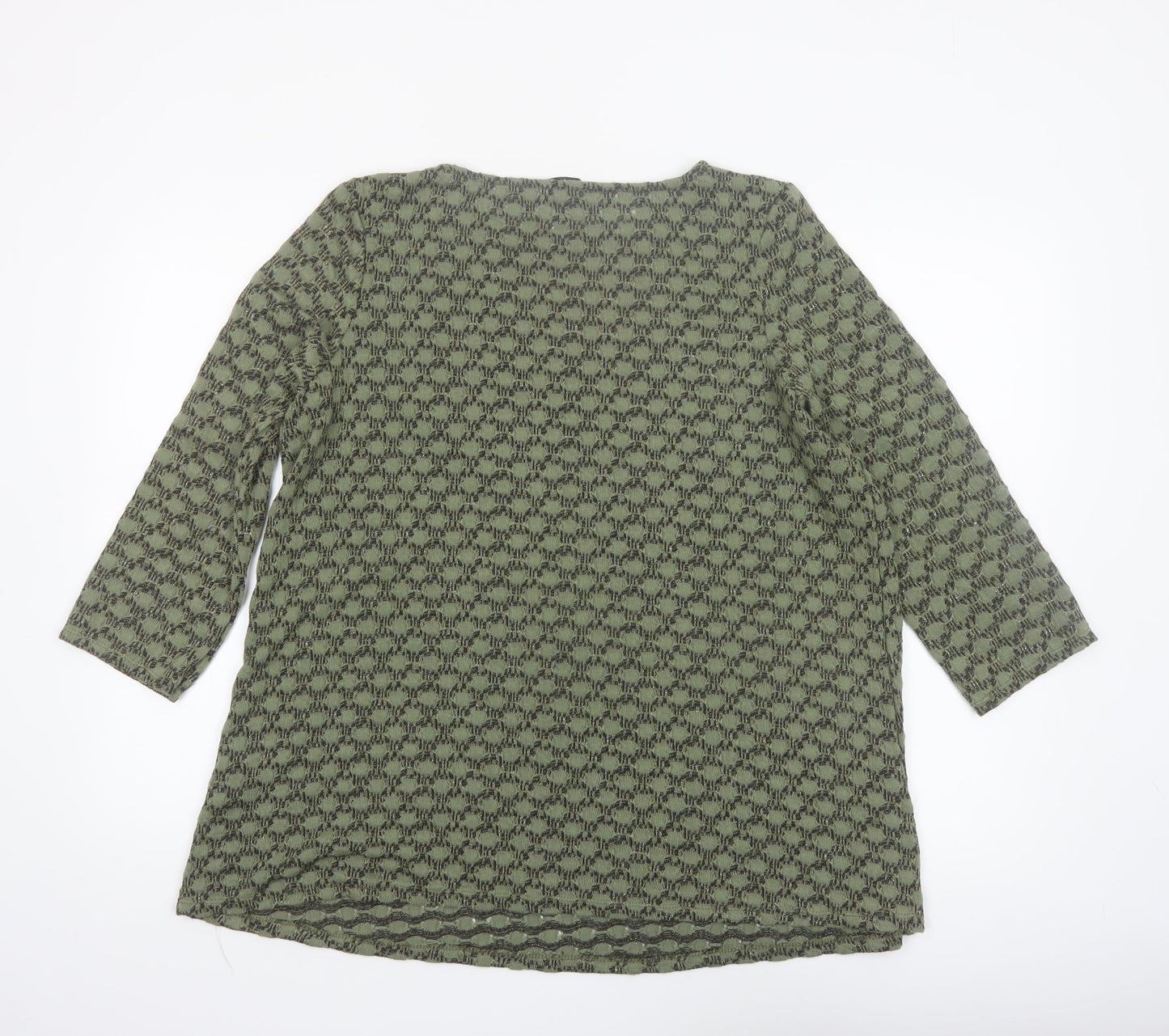 Roman Women’s Green Tunic Blouse Size 16 3/4 Sleeve Glitter Top