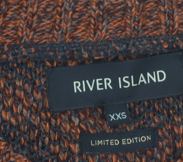 River Island Men's Brown Animal Print Chunky Knit Jumper XS