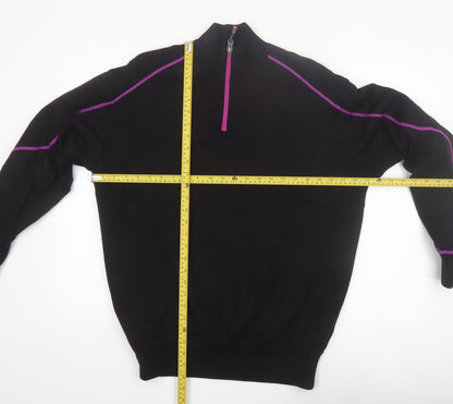 Sunderland of Scotland Men's Black Wool Blend 1/4 Zip Golf Jumper L