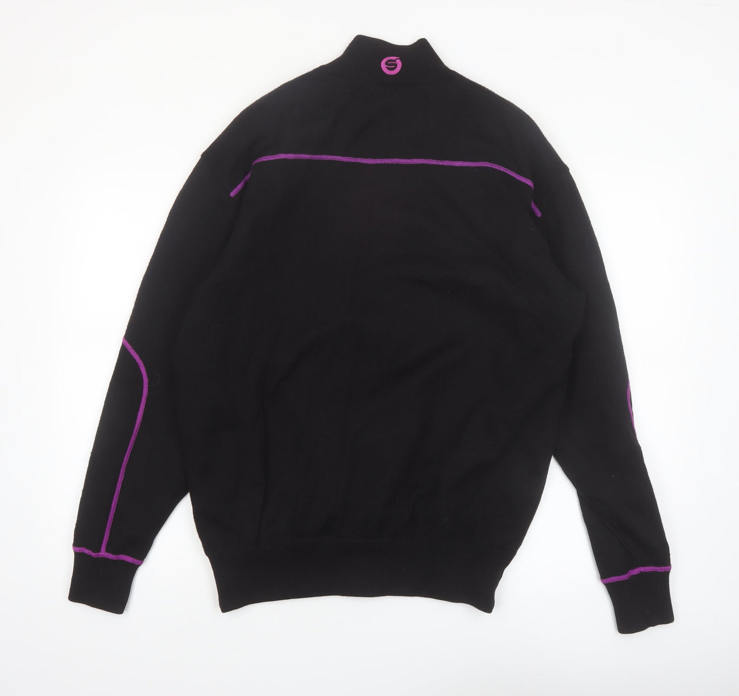 Sunderland of Scotland Men's Black Wool Blend 1/4 Zip Golf Jumper L