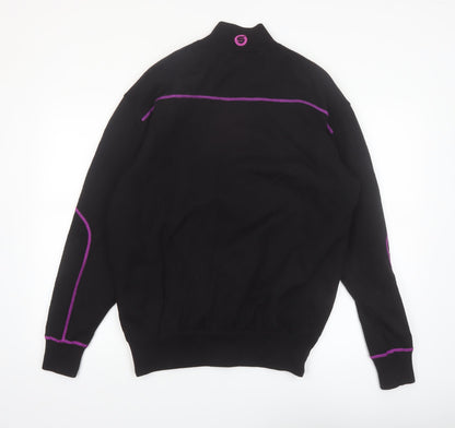 Sunderland of Scotland Men's Black Wool Blend 1/4 Zip Golf Jumper L