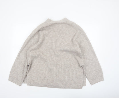 H&M Women Beige Cardigan Medium Wool Blend V-Neck Long Sleeve
