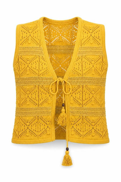 Marks & Spencer Women's Yellow Sleeveless Knit Kimono Blouse M