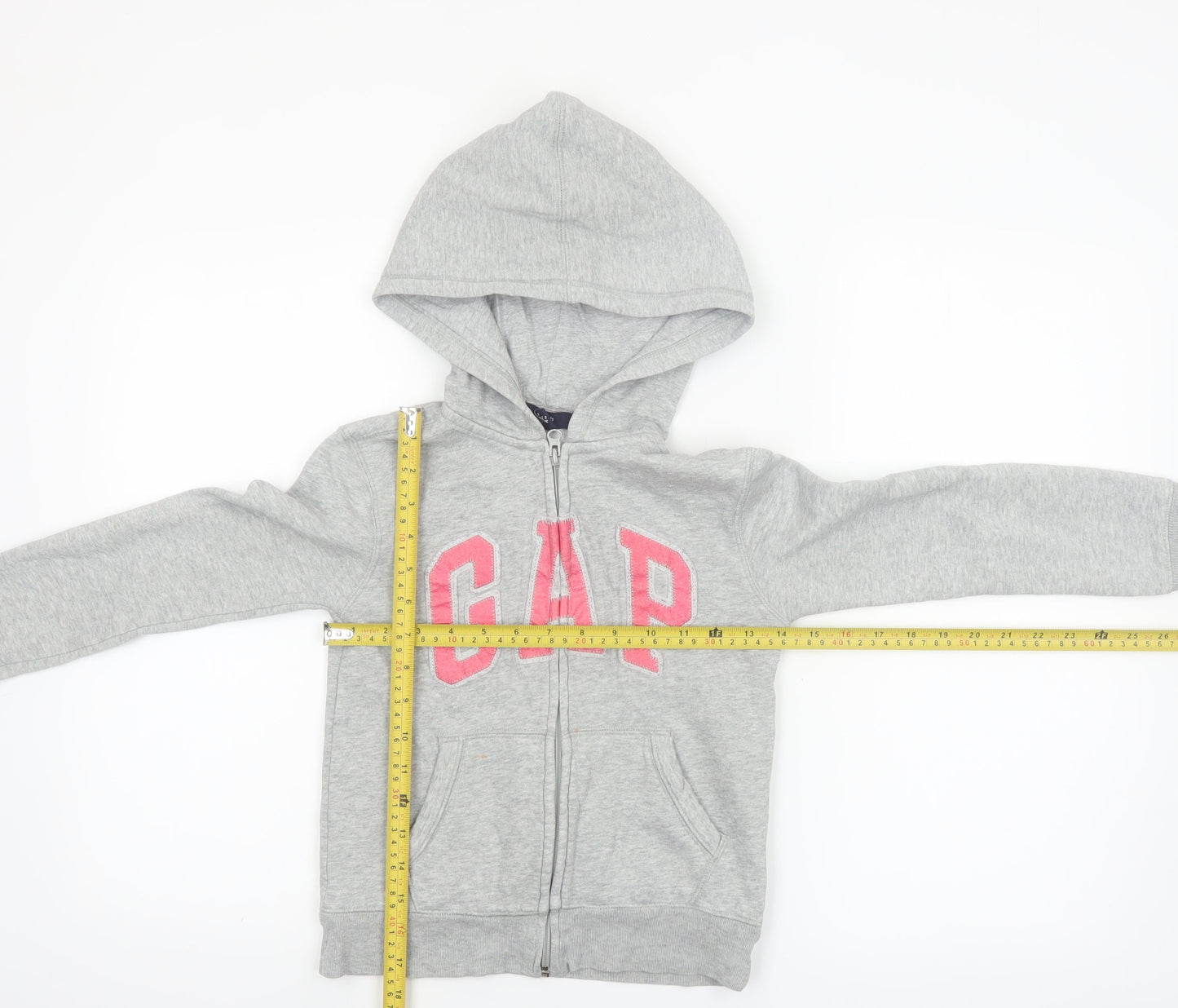 GAP Girls Grey Full Zip Logo Hoodie Size 8-9 Years